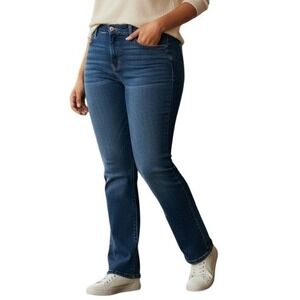 Woman Within Women's 20W Dark Wash Straight Leg Jeans Stretch Comfort Fit